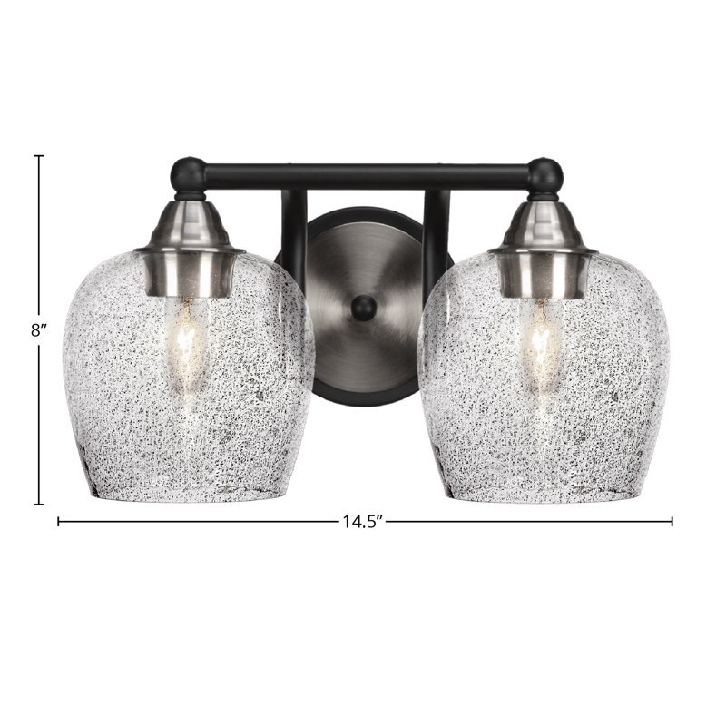 Barre d'éclairage de salle de bain 2 lumières Michell, Noir mat/nickel brossé, Bulle de fumée