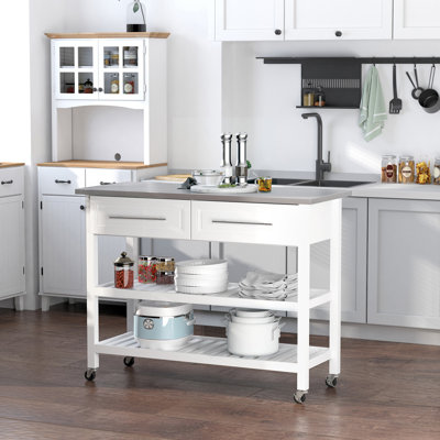 Îlot de cuisine avec plateau en acier inoxydable HOMcom