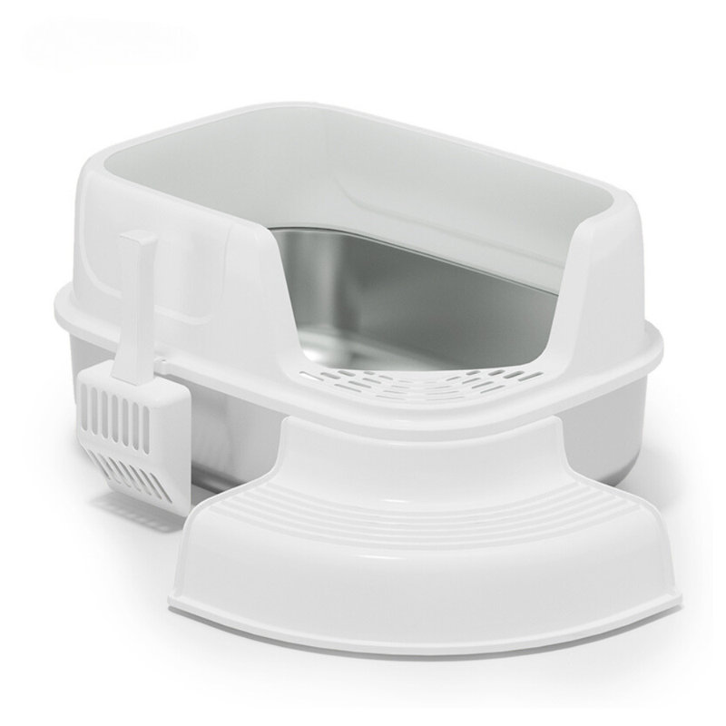 Bac à litière en acier inoxydable pour chat Big Lats, Blanc