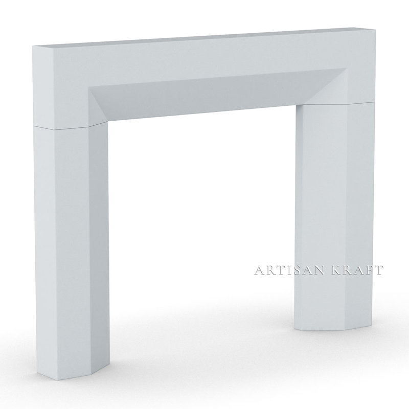 Encadrement de foyer biseauté en pierre avec foyer Bullnose, P 6 po x H 54 po x l 72 po, Gris