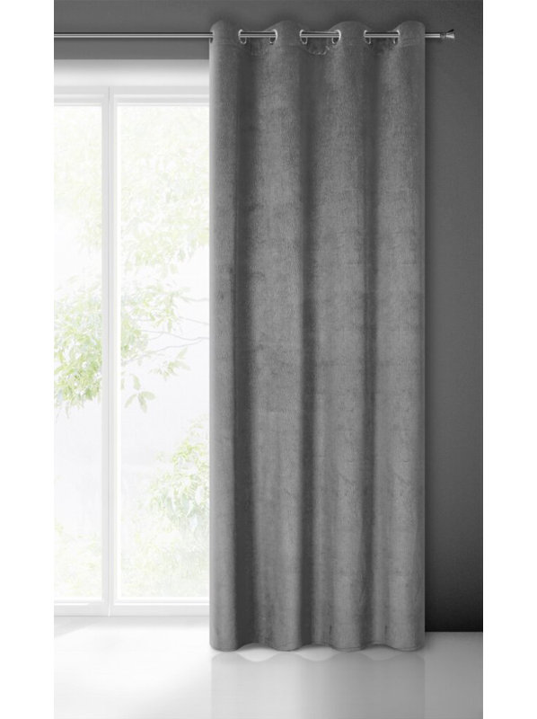 Lili Polyester Blackout Eyelet Curtain Panel, Grey/Brown/Blue
