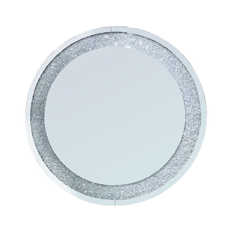33.46"(85Cm)Crystal Crush Diamond Sparkly Round Mirror For Wall Decoration