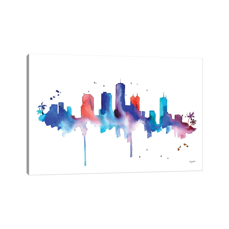 Honolulu Skyline by Kelsey McNatt - Wrapped Canvas Painting, 66.04 cm H x 45.72 cm W x 3.175 cm D