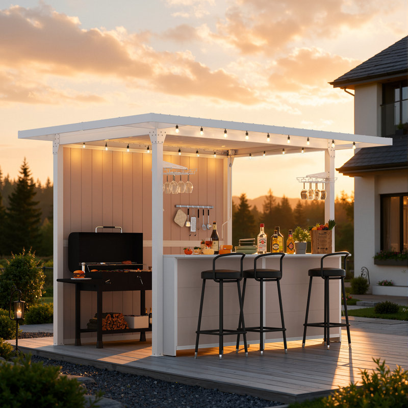 7,6 x 12 pi Pavillon de jardin extérieur avec toit à persiennes réglable