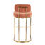Tabouret de bar à hauteur fixe en métal doré et tissu saumon - Ensemble de 2-784237866-784237865