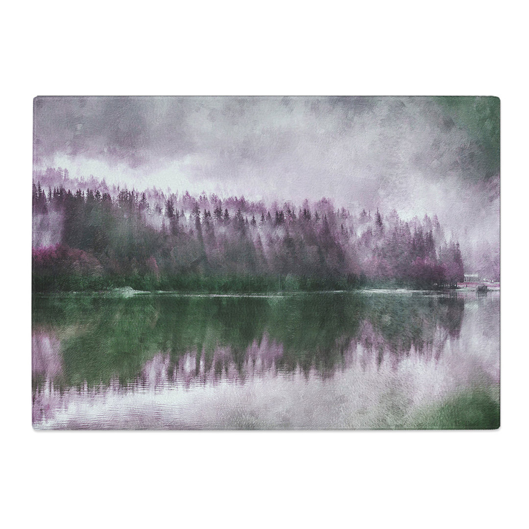 Tempered Glass Fog over Forest in Italy Chopping Board
