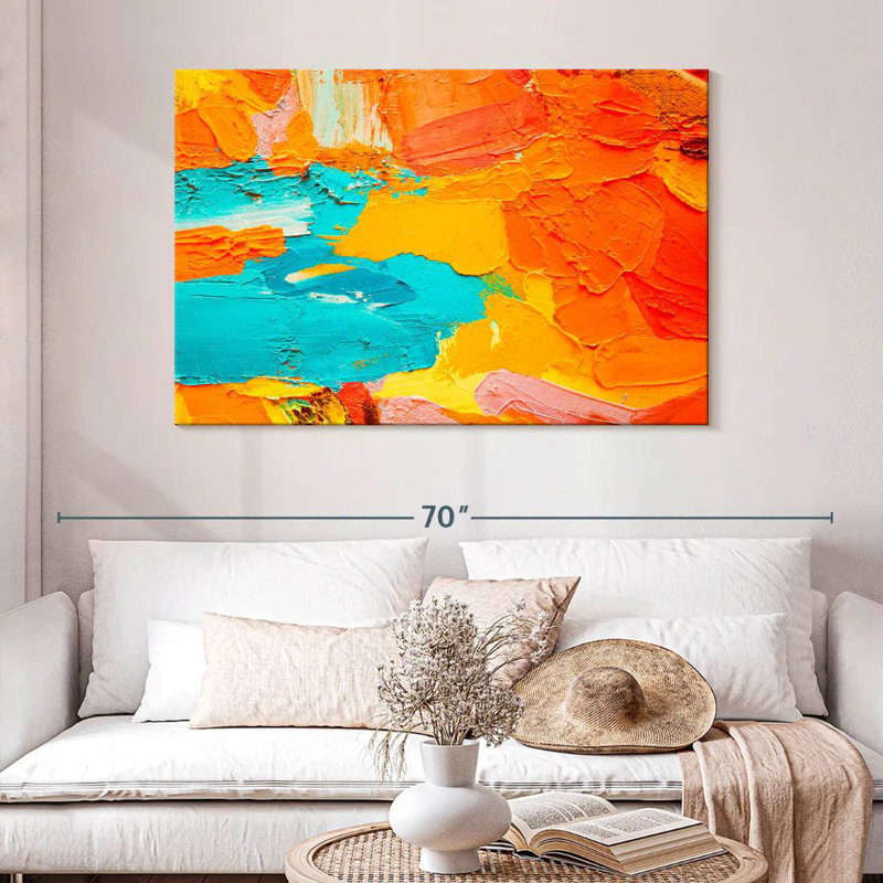 Avery Orange And Blue Abstract, 32'' H X 48'' W