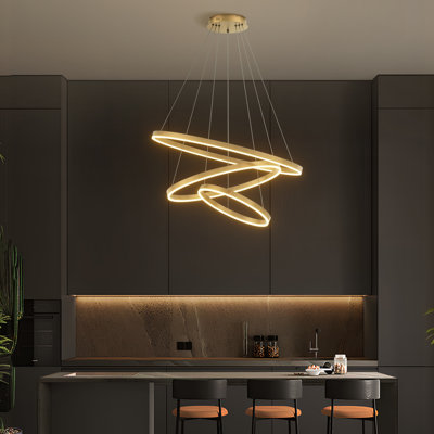 Lustre géométrique moderne à intensité variable de 31,5 po Gullo Hemlon