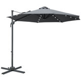 Atasha 300cm Lighted Cantilever Parasol with Crank Lift , Counter Weights Included
