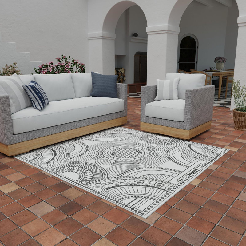 Tapis blanc et noir Aucun, Carré 7 pi 10 po