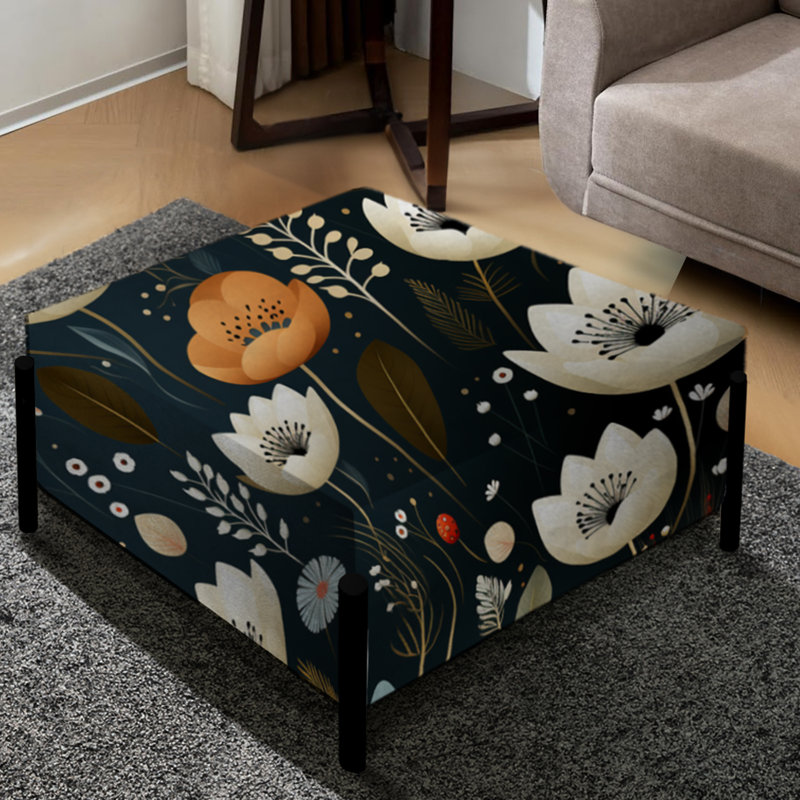 Motif bohémien fantaisiste à motif floral III - grand repose-pieds carré floral
