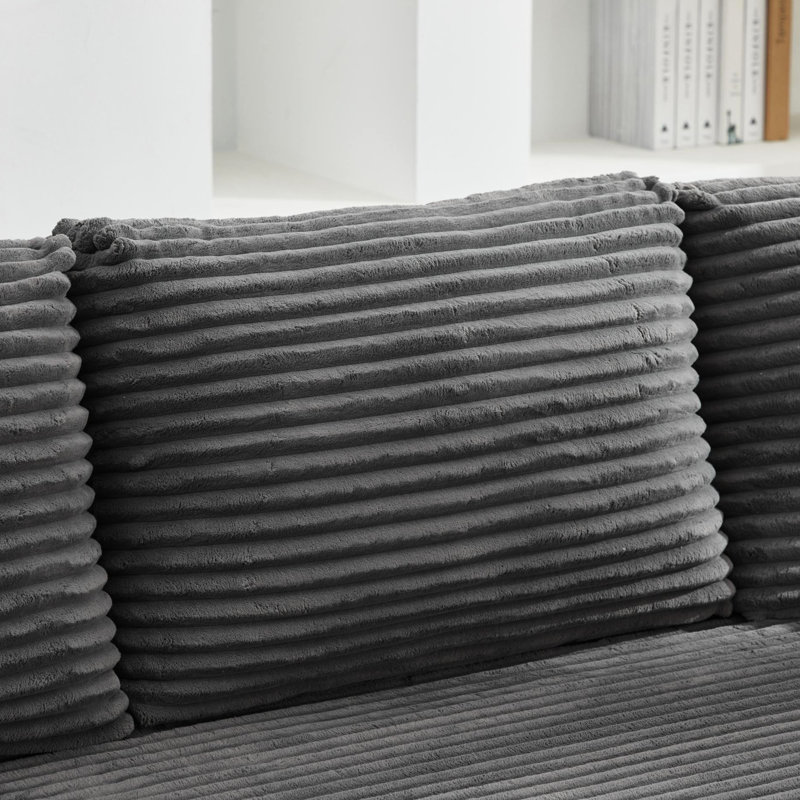 Méridienne double 106 po Cloud, Grey Corduroy, H 33,65 po x l 74,71 po x P 70,27 po