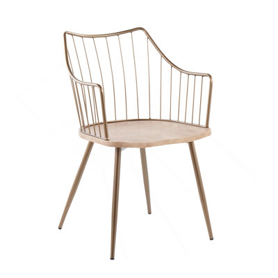 Chaise de ferme Winston en métal cuivré antique et bois blanchi par Lumisource