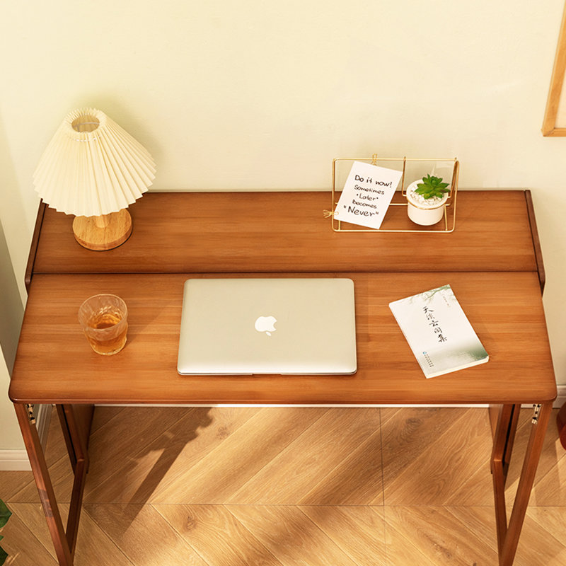 Bamboo Folding Desk,Space-Saving Computer Desk For Small Spaces, Foldable Study Table For Bedroom, Home Office, Dorm, Apartment