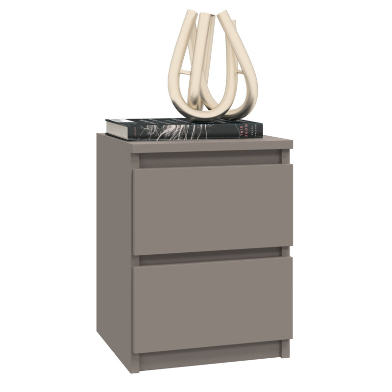 Delancey 30cm W Manufactured Wood Bedside Table, Grey