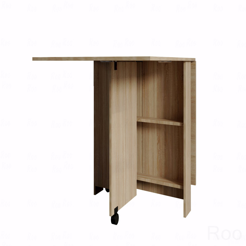Folding Dining Table, Versatile Dinner Table With 2 Wheels And 2 Storage Racks