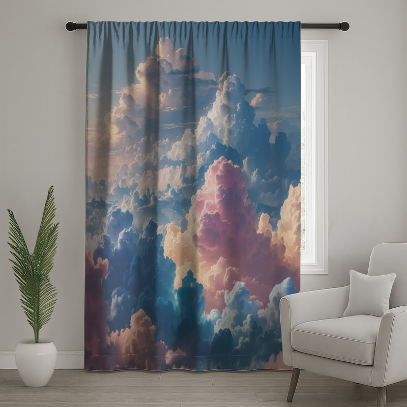 Rideaux de fenêtre Fluffy Pastel Clouds, Transparent, 50 po x 80 po - 1 panneau