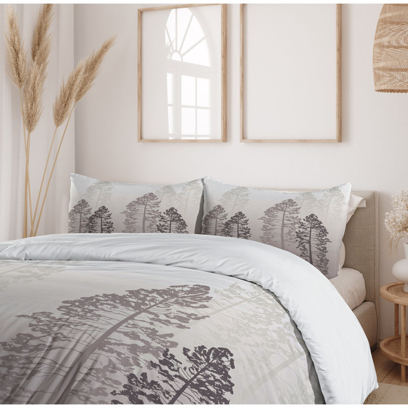 King Gray and Brown Microfiber Farmhouse Duvet Cover Set