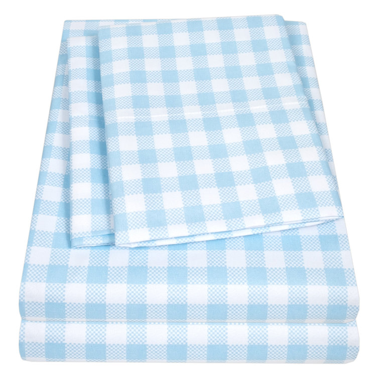 Set of 6 Gingham Check Light Blue & White Cloth Napkins