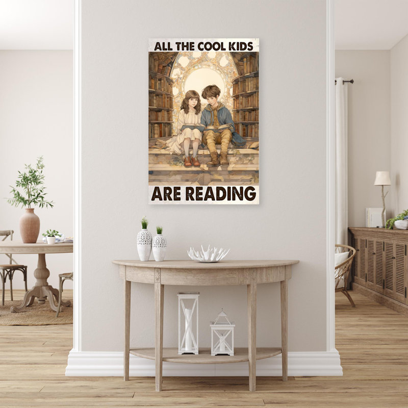Impression sur toile, "All the cool Kids are lecture" - 1 pièce, H 14 po x l 11 po x P 1,25 po