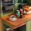 Buffet d'angle intégré au mur