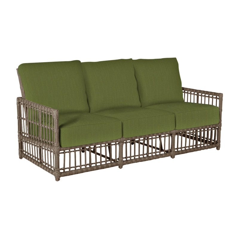Newport N-Dura Resin Wicker Outdoor Sofa, No Welt, Newport #66 Burlap, Linen Forest