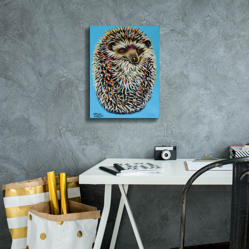 «Blue Hedgehog» par Carolee Vitaletti, art mural sur toile, H 16 po x l 12 po x P 0,75 po