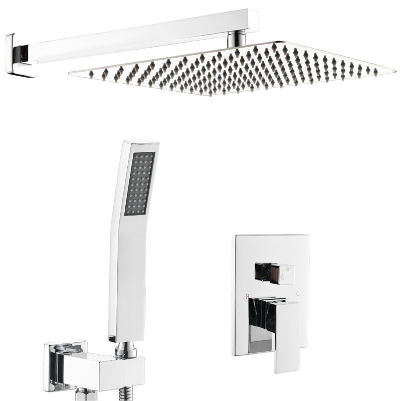 Classic Bathroom Rainfall Shower System - Polished Wall Mounted With Handheld And Long-Life Characteristics Luxury Rain Mixer Mirror-Like Appearance