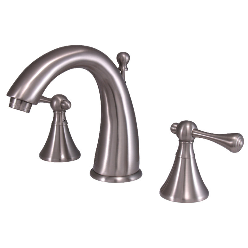 Widespread Bathroom Faucet with Drain Assembly, Brushed Nickel
