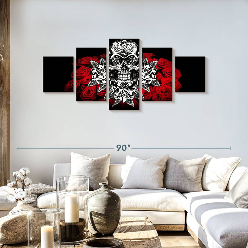Floral White Skull, 30" H x 68" W