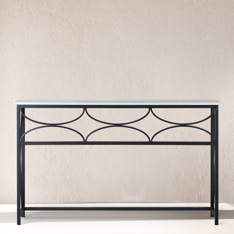 Diamond Console Table, Lite Travertine, Flat Black