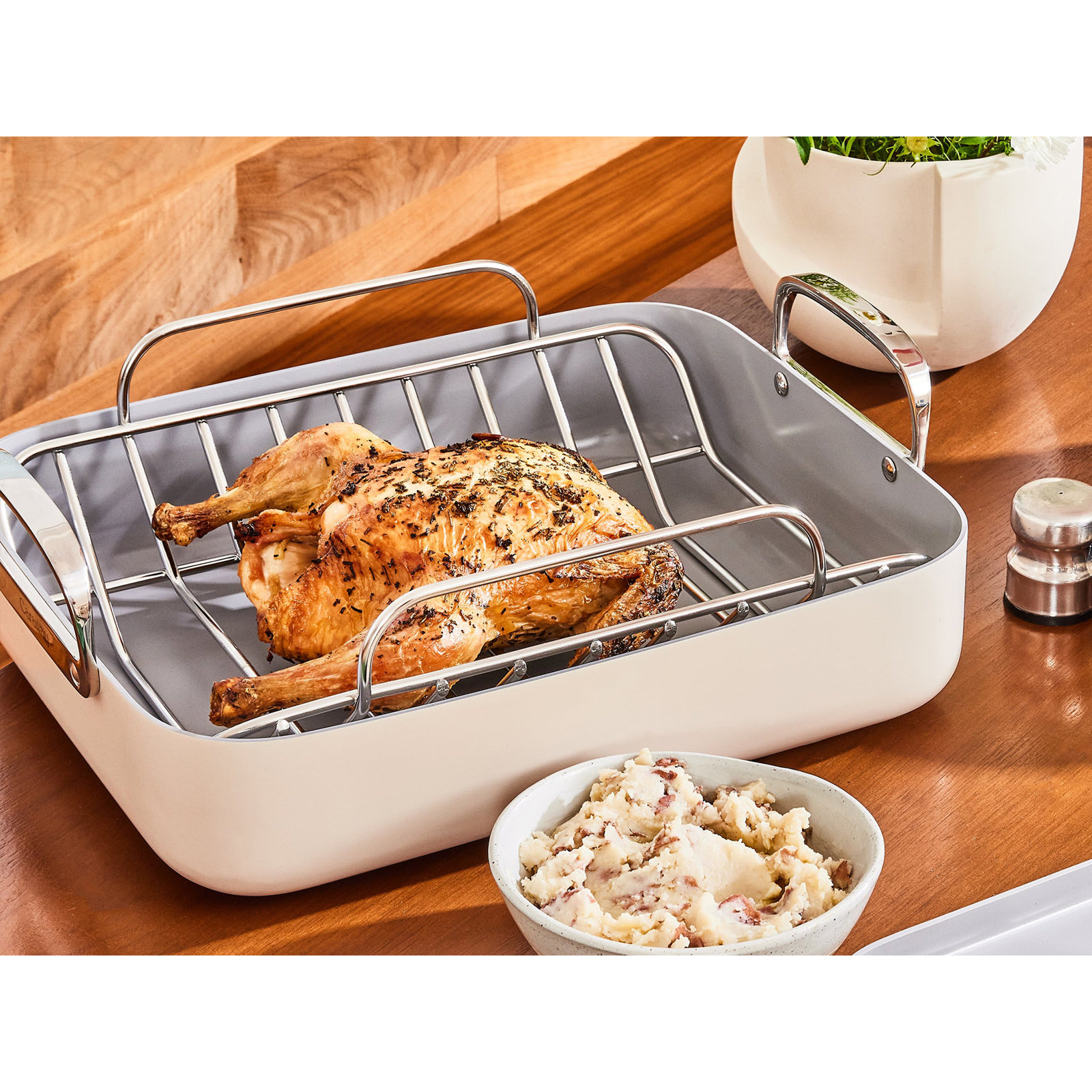 Caraway Roasting Pan W/ Rack, Cream