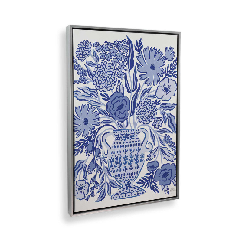 «Blue Reverie III» par Laura Marshall, reproduction d'art, H 24 po x l 18 po, Cadre flottant, Argent argent