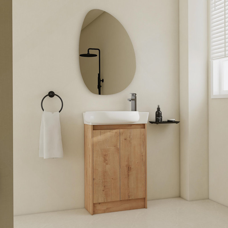 Meuble-lavabo autoportant de 23 po avec lavabo et portes à fermeture douce, Bois