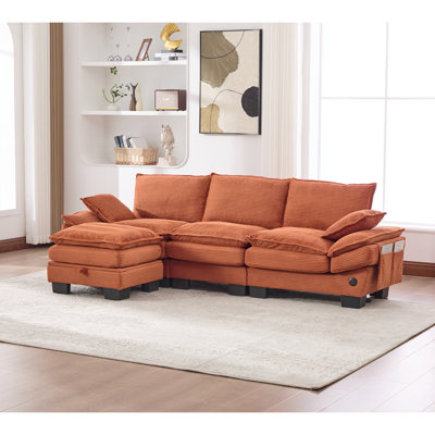 Sectional Cloud Modular Sofa,Deep Seat Sofa, Corduroy Sofa,Comfy Upholstered Furniture for Living Room, Apartment, Studio, Office,Having Multiple Combinations