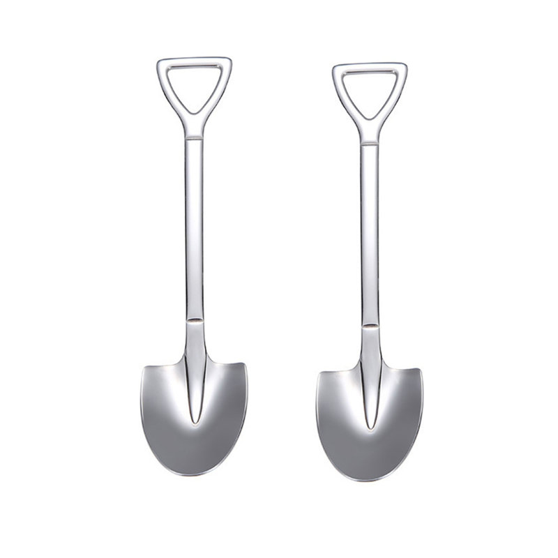 Ensemble de 2 petites cuillères en forme de pelle pour melon d'eau, acier inoxydable argenté 304