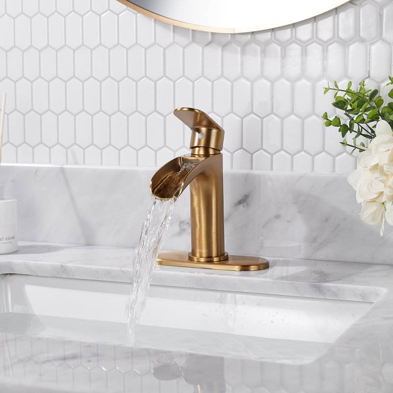 Waterfall Tap with Waste, Gold/Drain