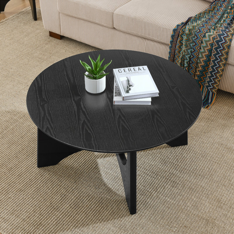 Table basse ronde avec cadre en bois