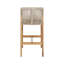 Tabouret d'extérieur en bois de teck avec coussin beige, ensemble de 2