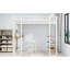 Lit simple à structure en fer blanc avec rampe et escalier des deux côtés, peu encombrant pour la chambre à coucher, matériau durable, balustrade de table intégrée, pieds à double support, oscillation stable