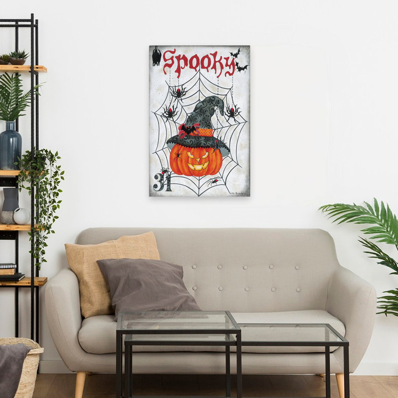 Art citrouille Spooky - citrouille d'Halloween contemporaine, H 24 po x l 16 po