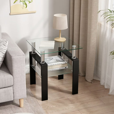 Catasha Glass Top End Table