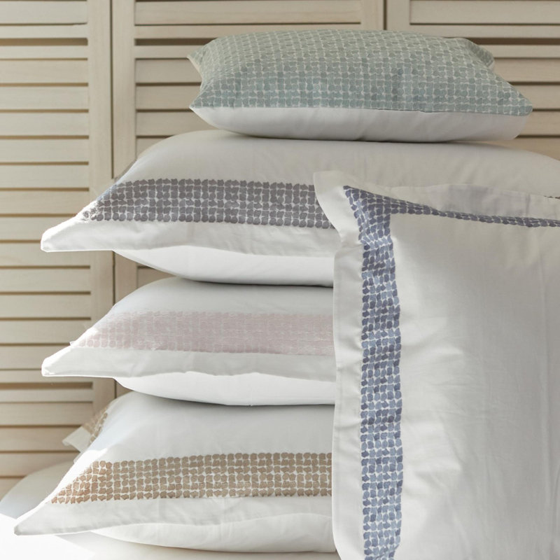 Lagos 100% Cotton Percale Sheet Set, white-grey, Twin
