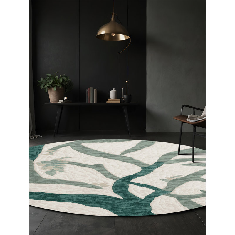 Tapis gris lavable à la machine, Rond 7 pi