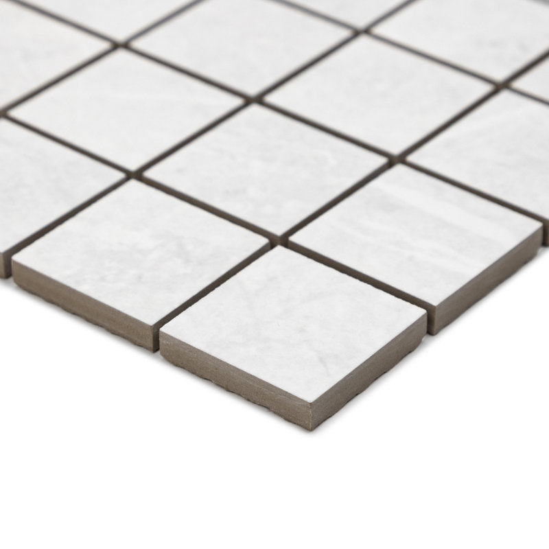 Opera 2" x 2" Marble Look Porcelain Mosaic Floor and Wall Tile, White