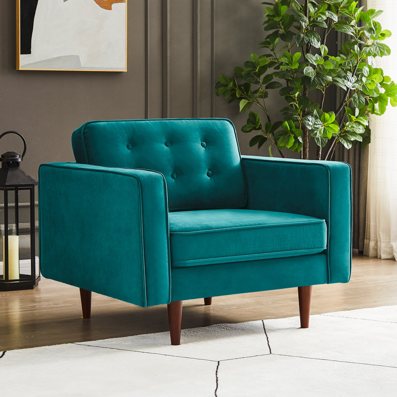 Fauteuil en velours 37,5 po, Bleu sarcelle