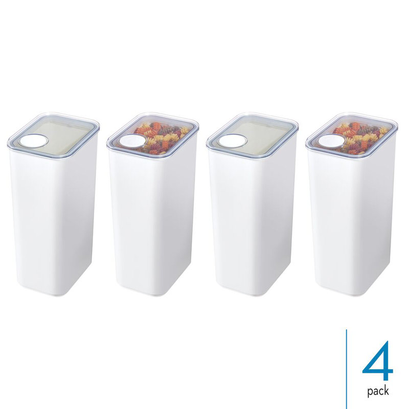 iDesign Extra Large Airtight Kitchen Canister with Removable Pour Cap - Set of 4 - White