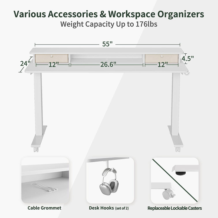 Kulig Height Adjustable Standing Desk Inbox Zero