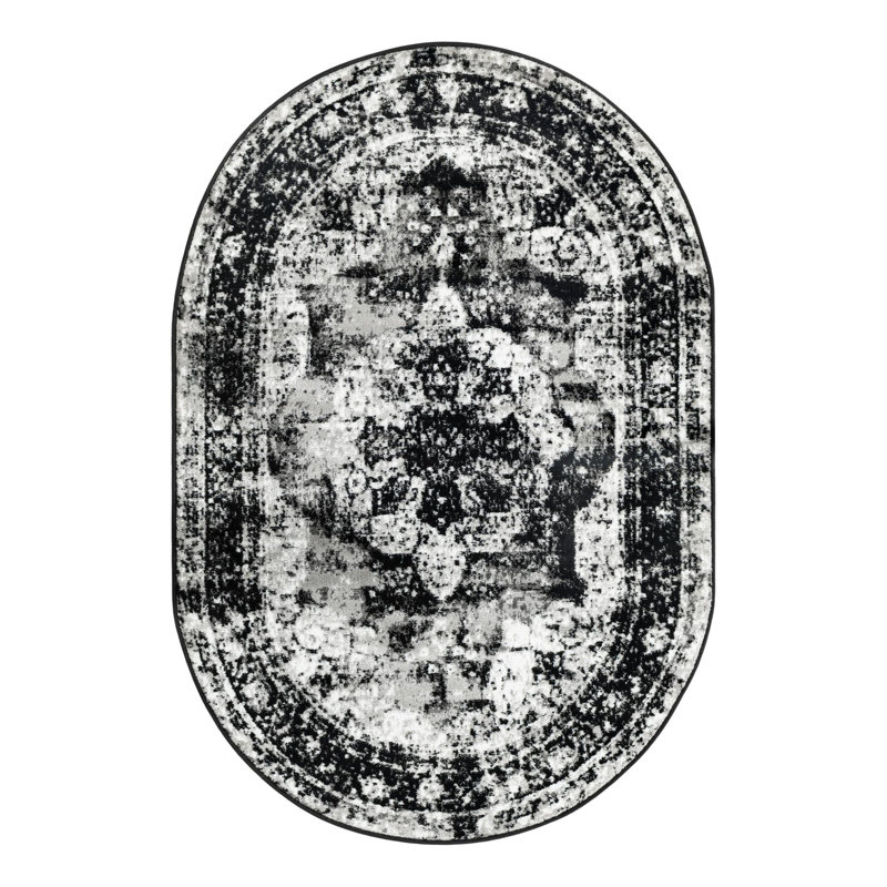 Tapis oriental Brandt, Ovale 2 pi x 3 pi 1 po, Noir, noir, noir, noir