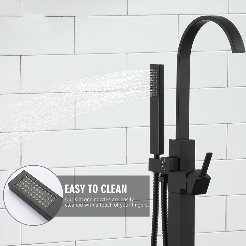 Single Handle Floor Mounted Tub Faucet, Matte Black